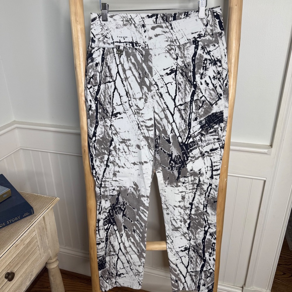Lulu-B Womens Abstract Marble Print Pull On Straight Leg Stretch Pants Size 12